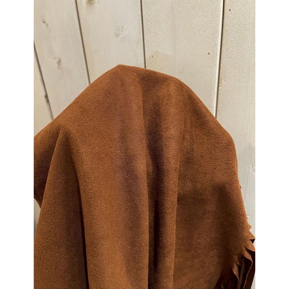 SHEIN LUNE Autumn/Winter Sleeveless Long camel tan Fringe Boho Style Casual Jack - Picture 6 of 8